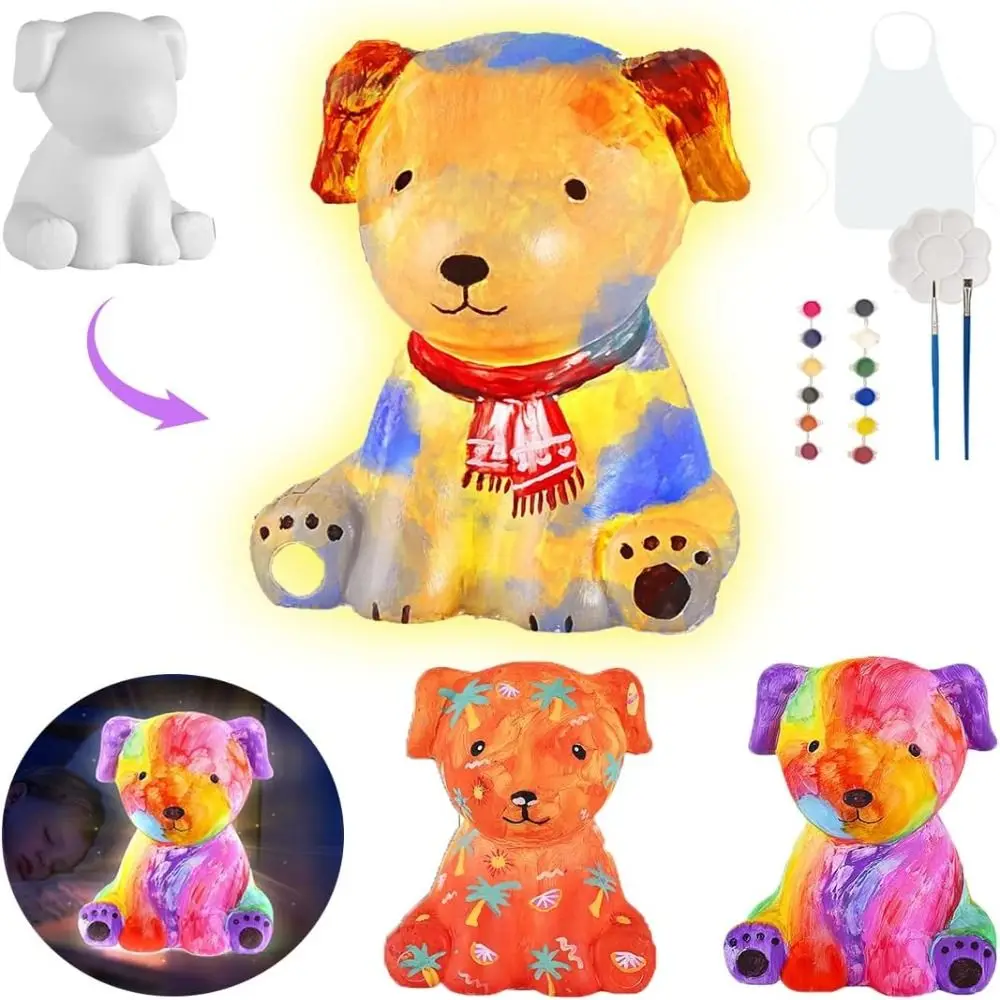 New Vinyl Painting Lamp Kit DIY Material with Brushes Night Light Crafts Animal Pattern Dog Lights Painting Art Supplies