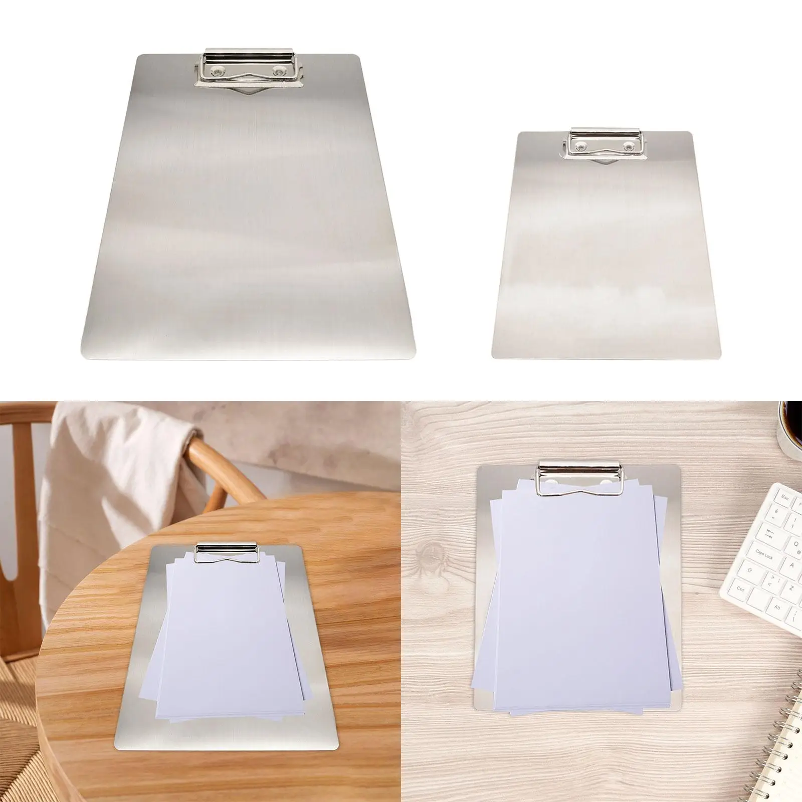 Clip Board Stainless Steel Silver Menu Covers Serves Durable Writing Boards for Business Restaurant Cafes Office Travel Display