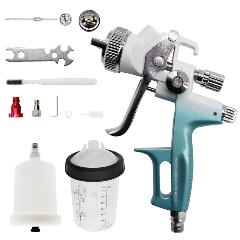 1.3mm Air Spray Gun with 1.8mm Nozzle Kit Car Repair Spray Paint Gun With 400CC Mix Tank And Adpater 4000B HVLP Air Paint Gun