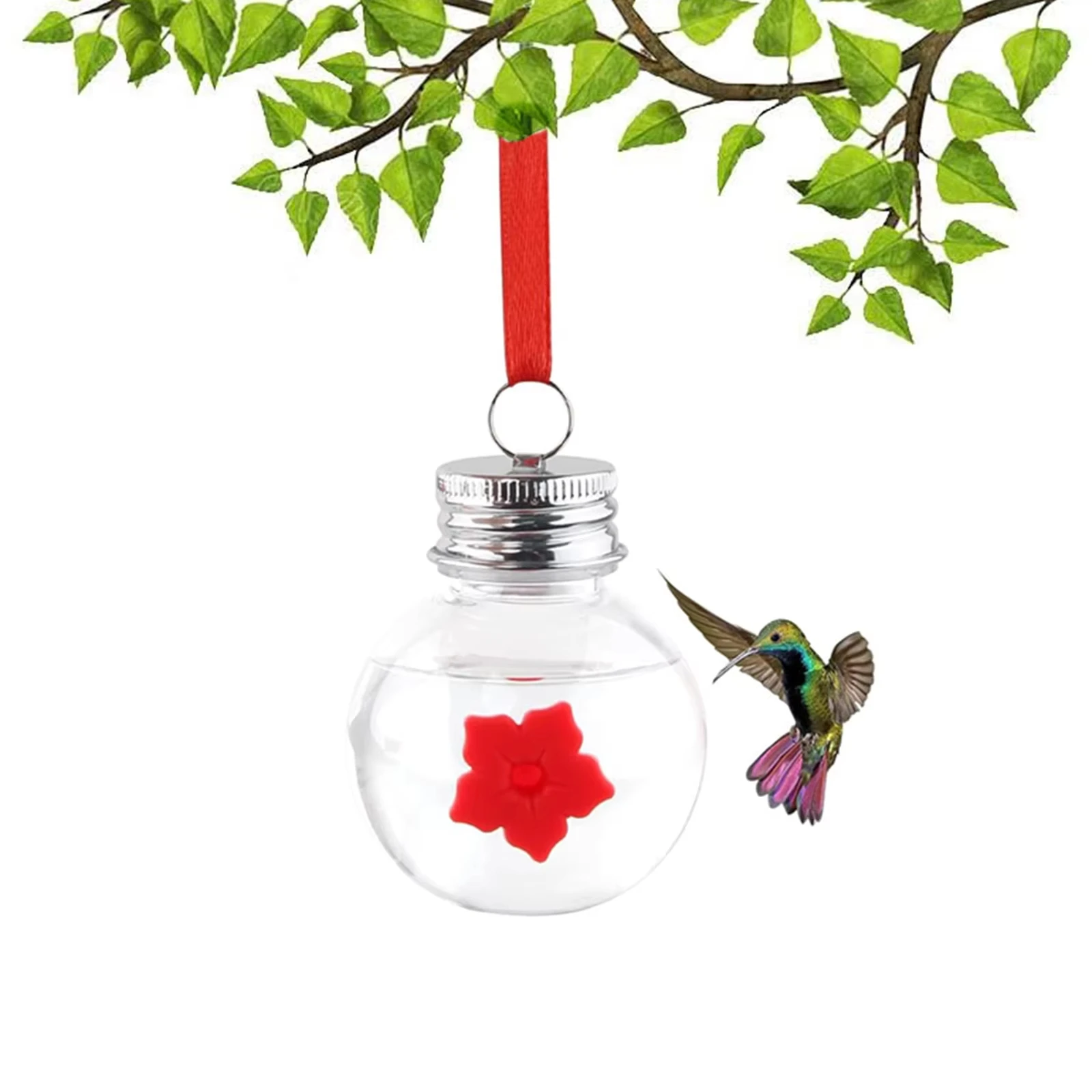 Comederos de colibríes de vidrio soplado para exteriores, pequeño comedero de colibrí de vidrio para colgar en la ventana, a prueba de hormigas y abejas, colibríes