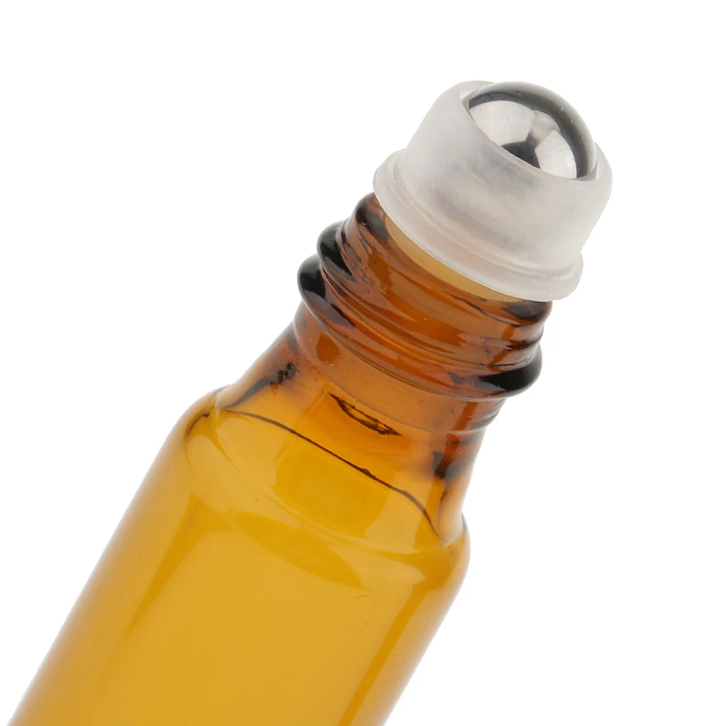 Wholesale Roll on Bottles 10ml Brown Glass Empty Containers with Steel Roller Balls for and Travel