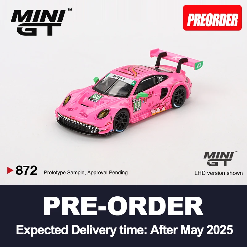 MINIGT 1:64 911 GT3 R #80 AO Racing 2023 IMSA VIRginia Roxy alloy car model 872