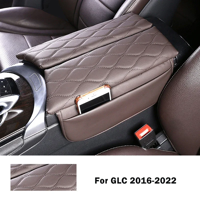 

Накладка на подлокотник центральной консоли для Mercedes-Benz E-класса, GLC-класса, W213, C257, W204, кожаная, защита от царапин, подушка для подлокотника
