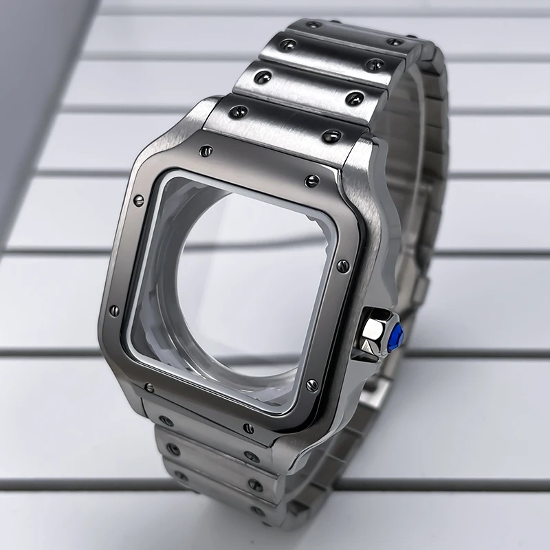 38mm NH35 Quadratisches Gehäuse Schwarz Gold Edelstahl Modifikationsteile für SKX Mod Zubehör Fit Santo Case NH35 NH36 Uhrwerk – Detail 12