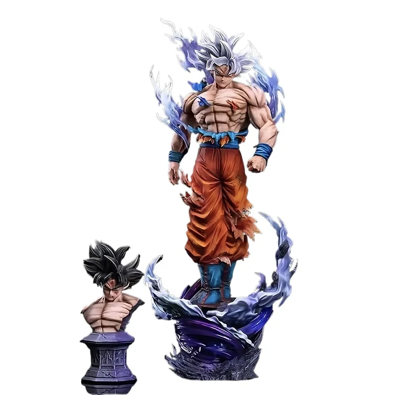 42 cm Dragon Ball Ultra Instinct Goku grande taille PVC Figure remplaçable Double tête Statue à collectionner Anime modèle jouet décor cadeau