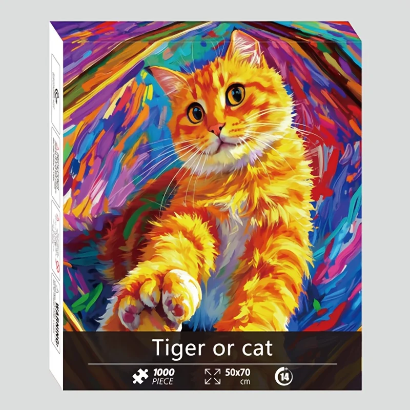 

Пазл «Тигр и кошка» на 1000 элементов, 70x50 см, премиум-качество, для любителей кошек, декор для дома, коллекционный, в премиальной упаковке