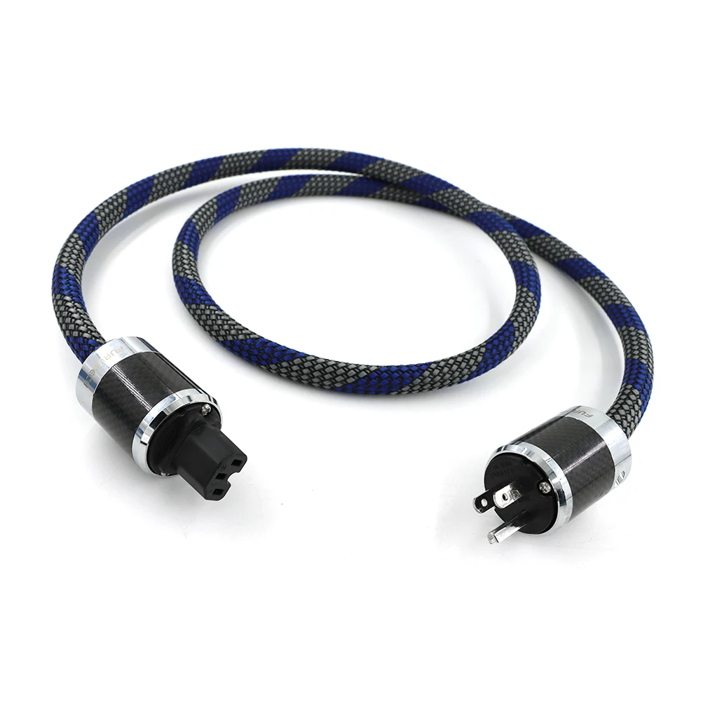 

HI-End Pure Copper US/EU Shuko AC Power Cord Cable HIFI Mains Power Cable With Carbon fiber Rhodium Plated Connector