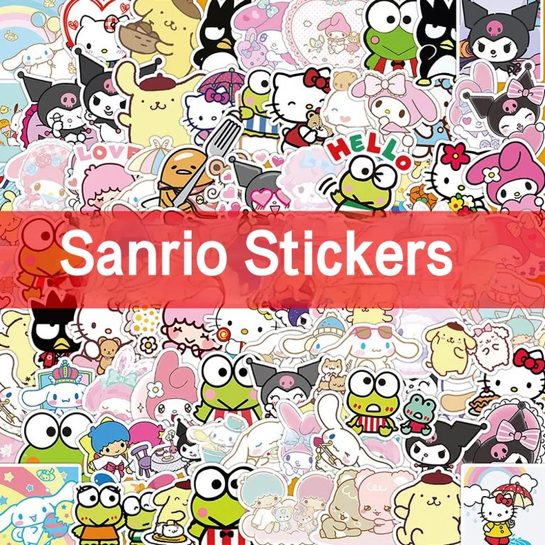 

100PCS Cute Cartoon Sanrio Stickers Kawaii Girls Decals Waterproof Graffiti Notebook Phone Laptop Kawaii Sticker Toys