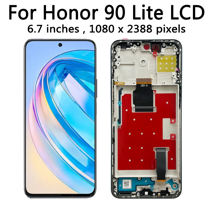 Touch Screen Painel digitalizador para Huawei, LCD Frame, Honor 90 Lite, CRT-NX1, 6,7\