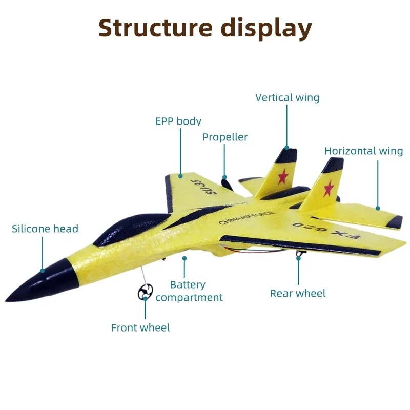 SU35-avión planeador a Control remoto, avión planeador con luces LED, juguetes de espuma para niños, 2,4G, FX620, FX820