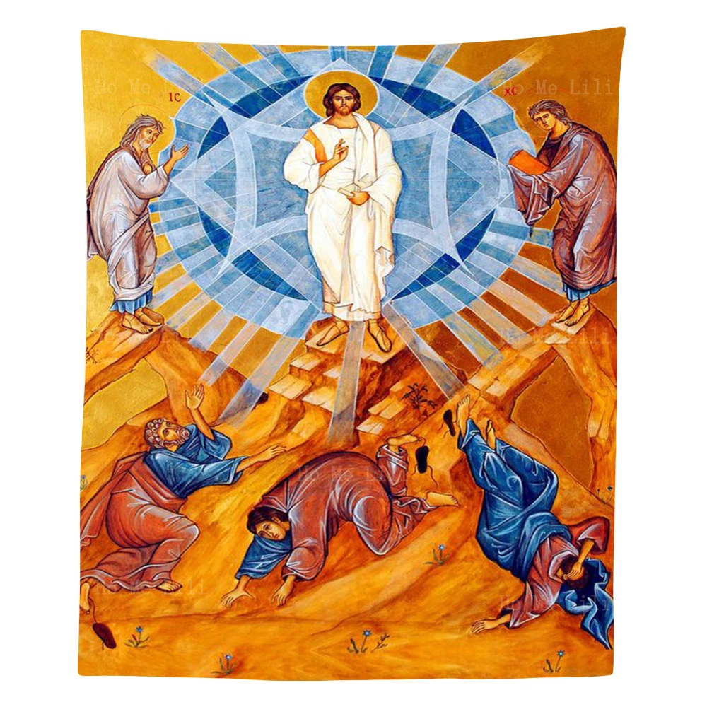 

Jesus Resurrection Metamorphosis Of Christ Theophany Baptism Icon Wall Hanging Tapestry By Ho Me Lili For Livingroom Home Decor