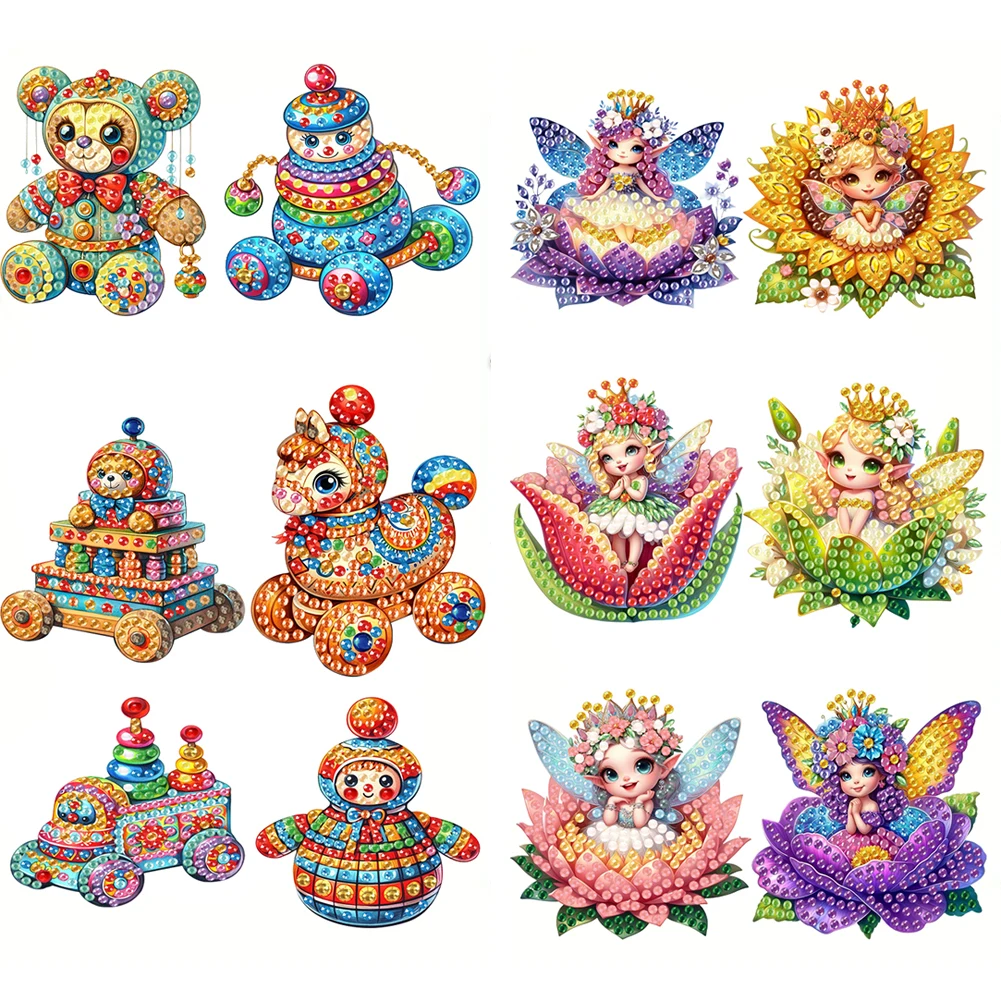 6 قطعة الاكريليك شكل خاص ملون الماس الفن مغناطيس الثلاجة الماس اللوحة مغناطيس الثلاجة ديكور