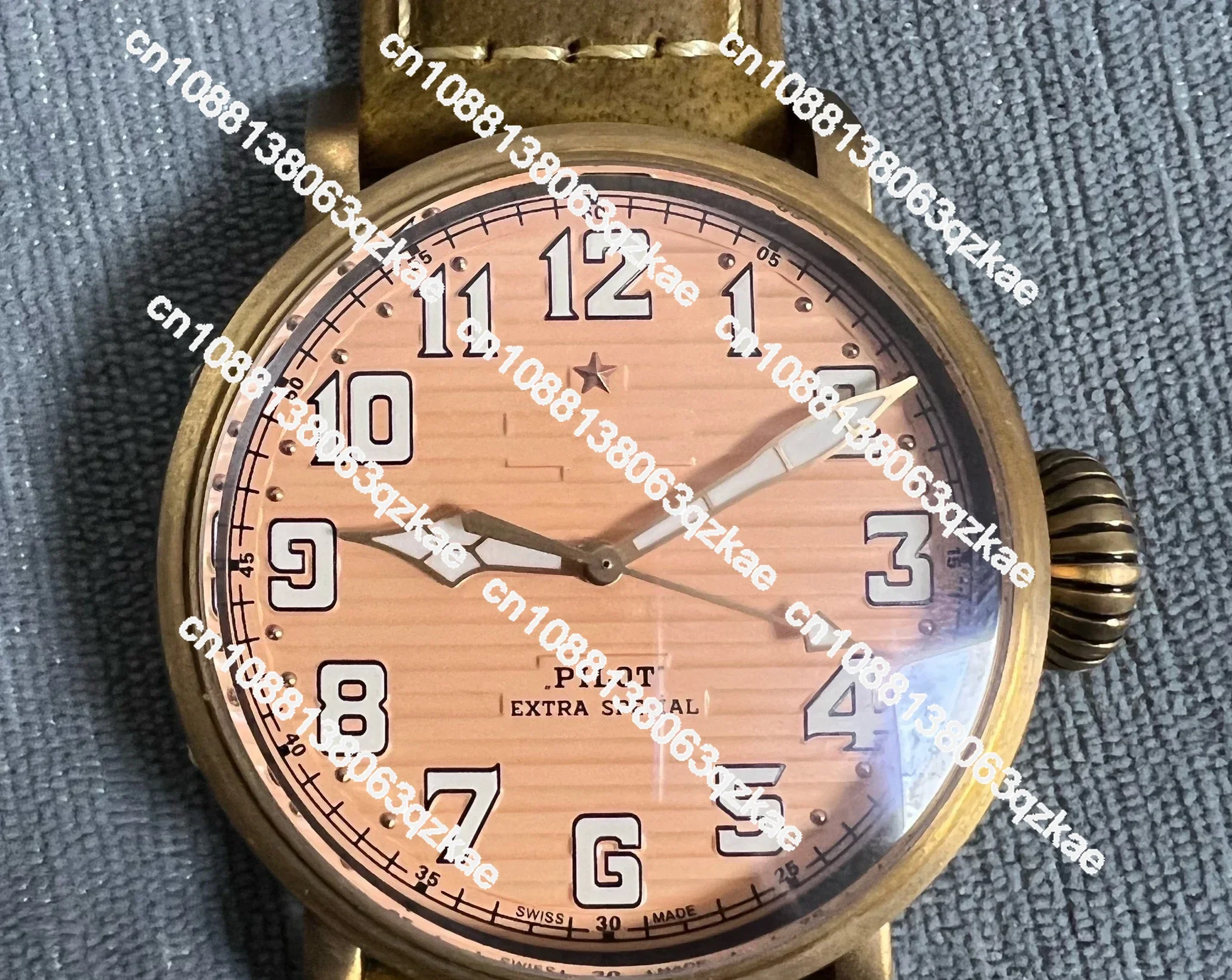 2024 New 45mm bronze fully automatic mechanical watch, waterproof watch, luminous pilot watch, retro fashionable men's watch