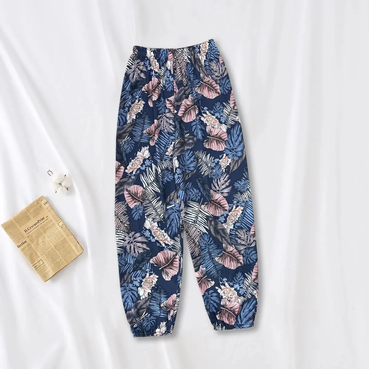 المرأة عادية فضفاض السراويل المريحة السراويل المرنة قدم الحريم السراويل Sweatpants السراويل الصيف بناطيل الشواطئ حزام مطاط