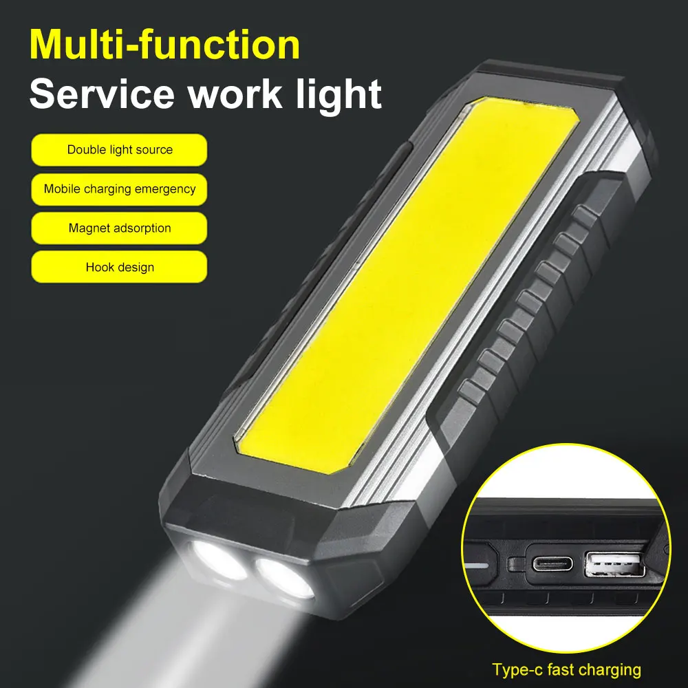 Portable Floodlight COB Work Light 98LED Emergency Floodlight Pocket Flashlight Waterproof with Magnet Flashlight for Camping