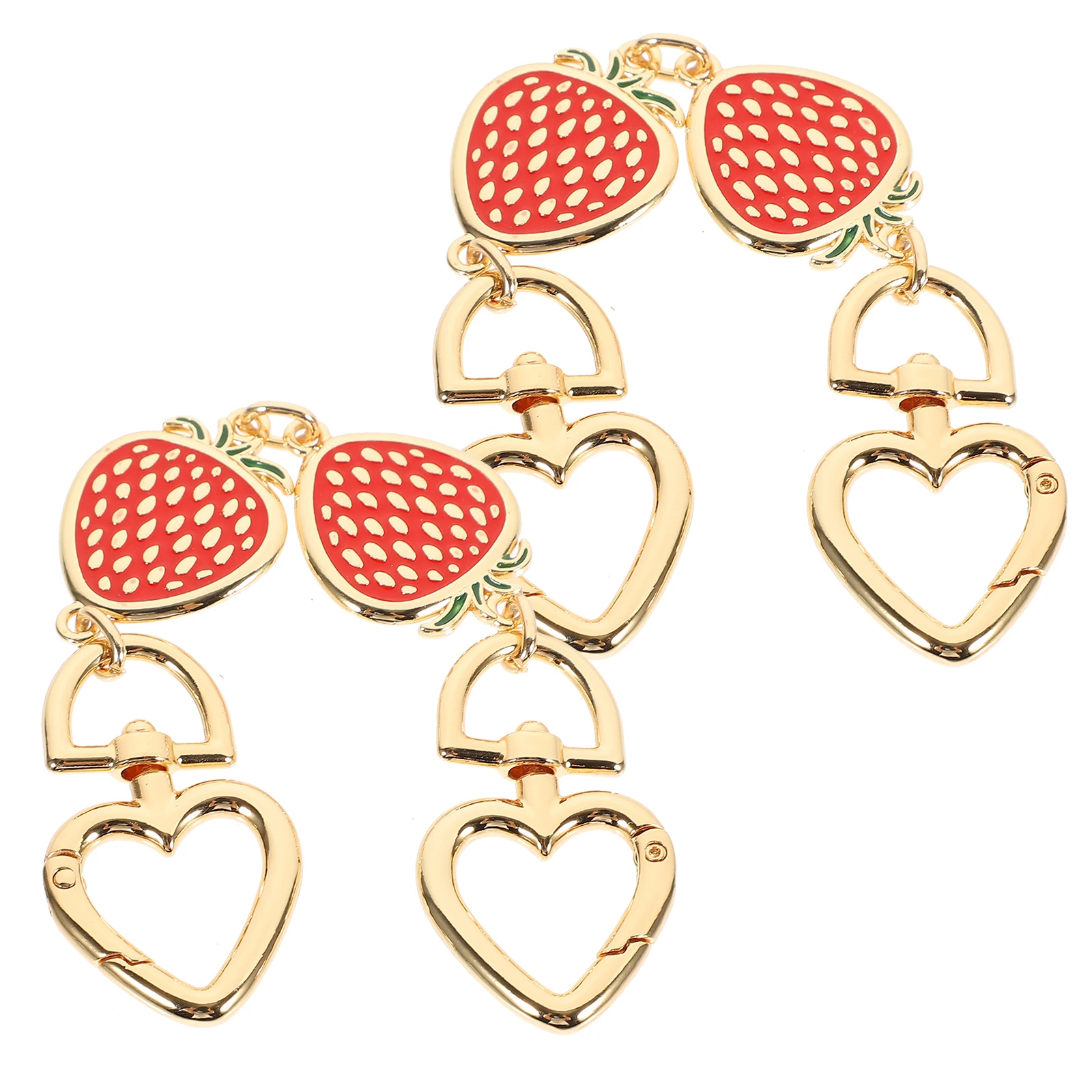 2pcs Accessories Purse Strap Extenders Red Strawberry Clutch Handle Lightweight Crossbody Bag Backpack Chain DIY Bag Chain