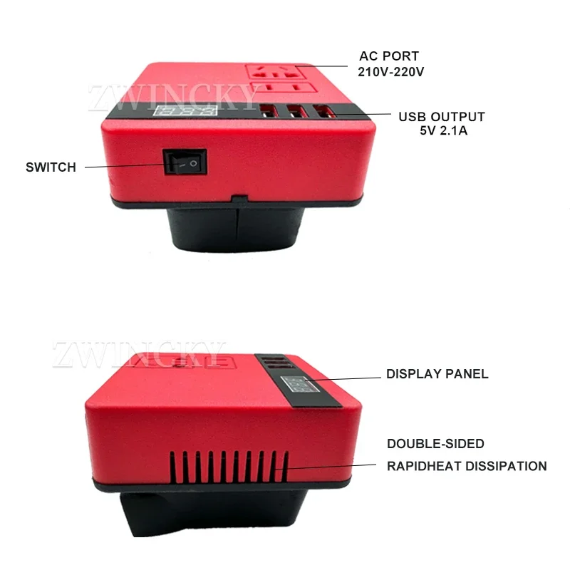 Imagem -04 - Power Inverter Gerador para Milwaukee 18v Bateria 220v Portátil Power Station com Bateria Usb Inversor Carregador Adaptador