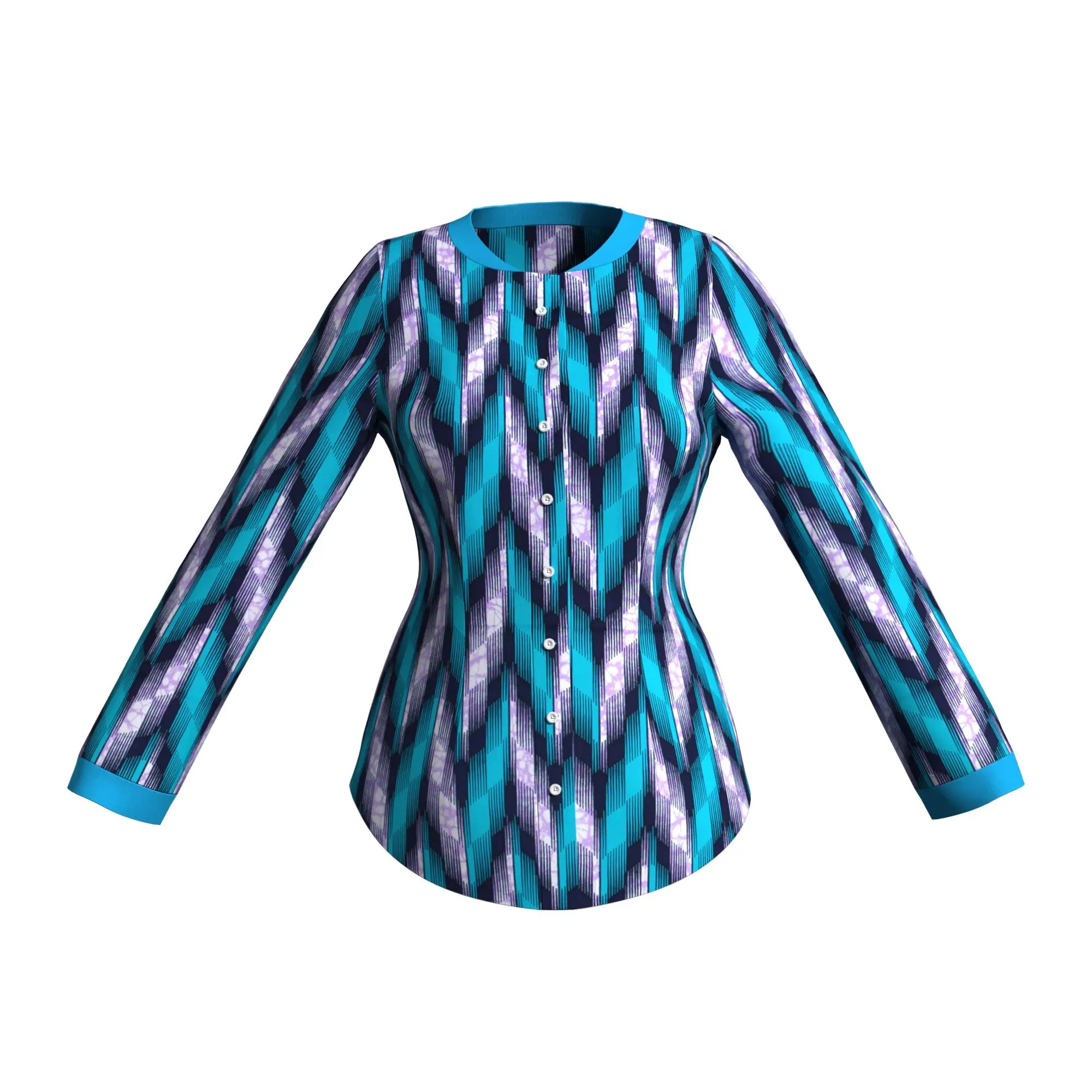 African Shirt  for Women Dashiki Ankara Long Sleeve O Neck Buttons Blouser Coat Batik Wax Printing Jacket 100% Cotton Wy10498