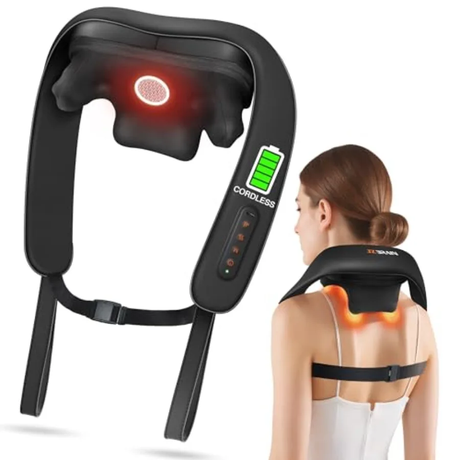

Беспроводной массажер шиацу для шеи и плеч с подогревом для облегчения боли Регулируемая скорость и несколько режимов Глубокое разминание тканей
