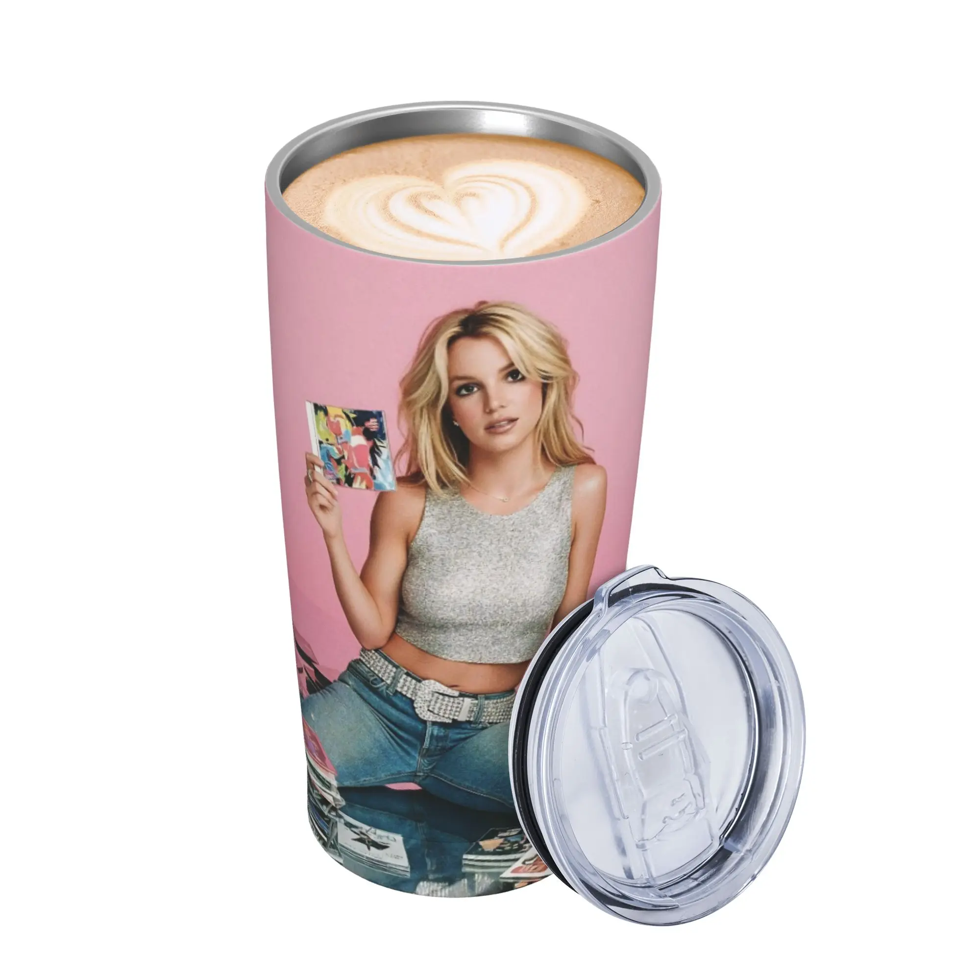 Singer Britney Spears Tumbler Vacuum Insulated  Thermal Cup Stainless Steel School Mug Hot Cold Drink 20oz