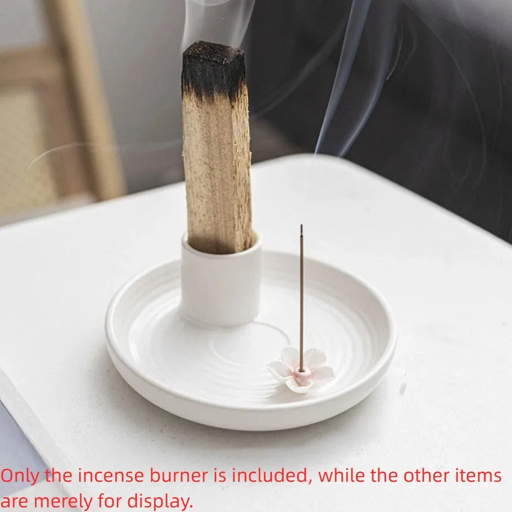 

Multifunctional Ceramic Incense Burner Candles Holder Censer Sage Palo Santo Holder 3 in 1 Flower Proof Smudging Stand