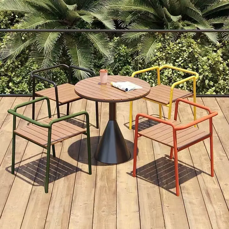 

Outdoor table and chair combination cafe restaurant table and chair milk tea shop small round table restaurant table chair