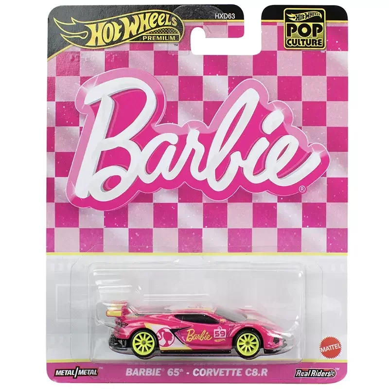 Original Hot Wheels Pop Culture Premium Model Car 1/64 Classic Pink 65th Anniversary Corvette C8.R Auto Girl Boy Toys Collection