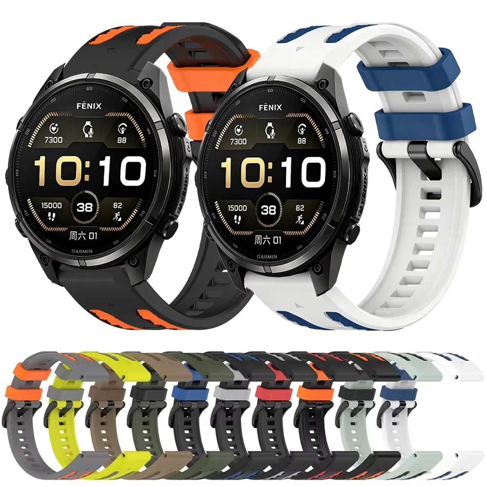 Quick Fit 22mm 26mm Silicone Strap For Garmin Fenix 9 9 Pro Fenix 8/7 51mm 47mm Sports Band For Garmin Quatix 51mm 47mm Bracelet