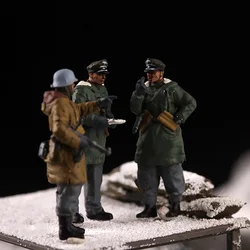 1:72 Scale Model 3Pcs Action Figure German Battlefield Command 3 Soldiers Winter Doll Toy DIY Scene Accessory Collection Display