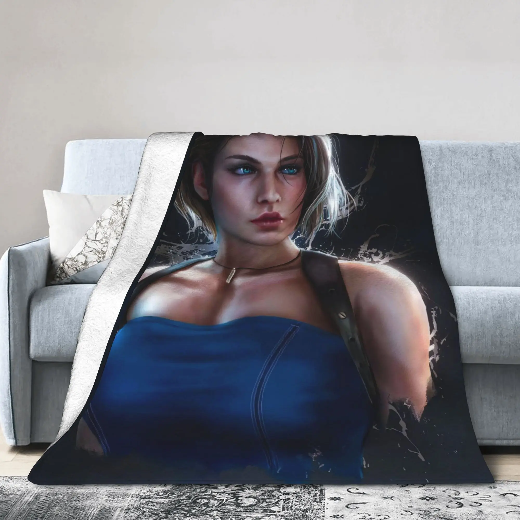 Residents Evils Jill Valentine Superweiche Decken für Kinder und Erwachsene, Plüsch-Überwurfdecke, lustiger Couch-Stuhl, Flanell-Tagesdecke, Bettdecke