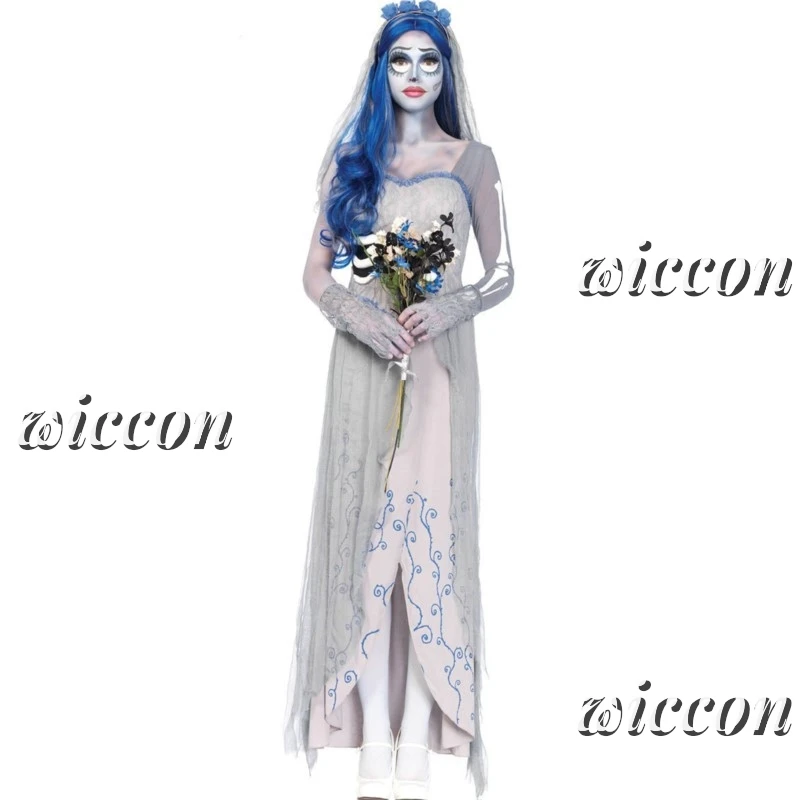 Dress for Female Devil Cosplay Party Devil Corpse Bride Costumes Wig Halloween Women Scary Vampire Costume Clothes Witch Dresses