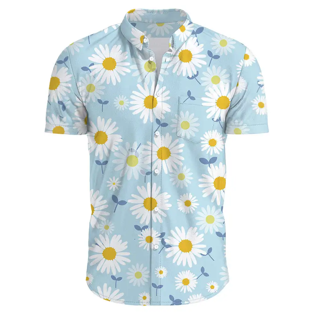 

ort Sve Printed irt Lapel Button Flip Collar Printed Cotton Youth Summer Faion Breathable Moisture ng Zipper Cl...