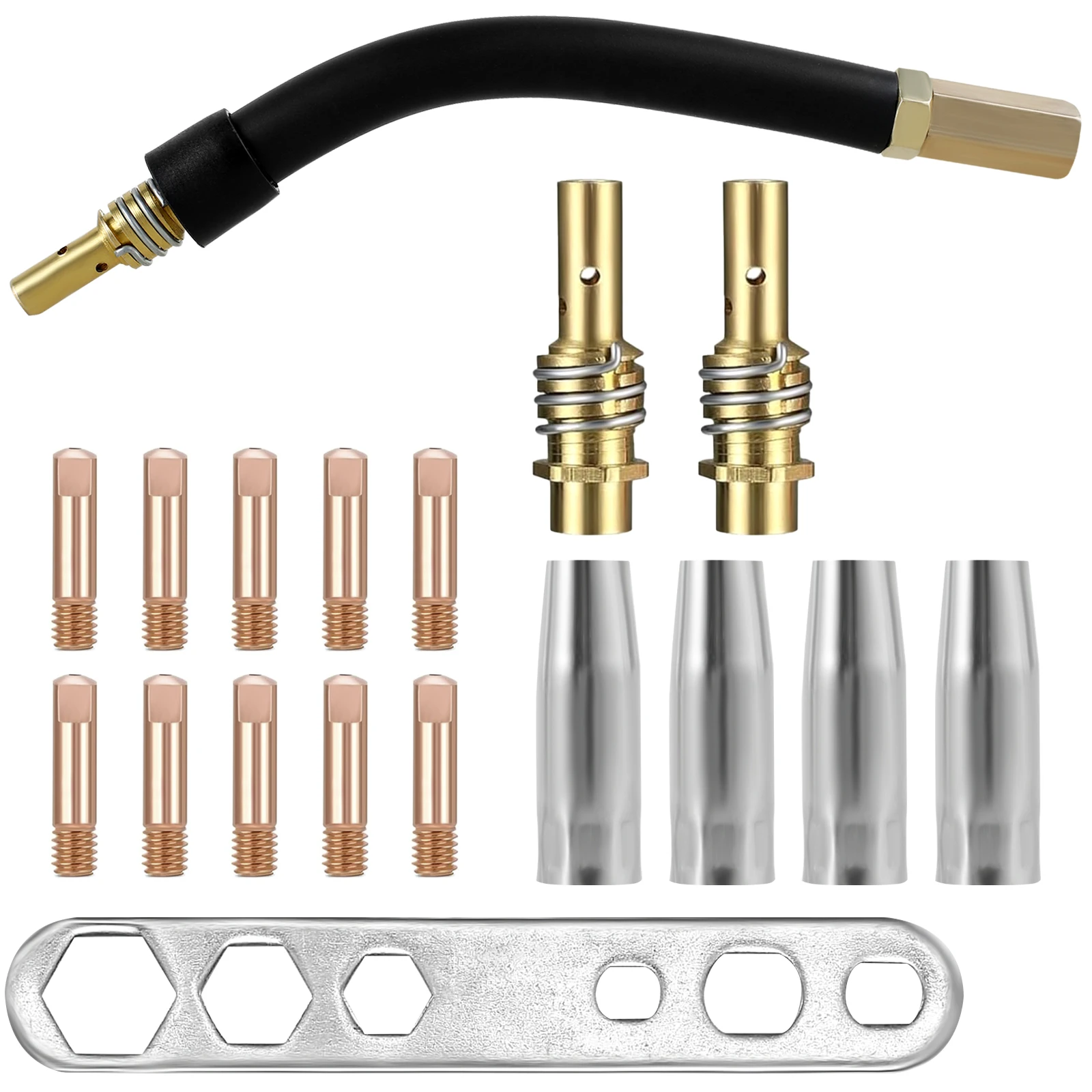 

MB15 15AK Contact Tip Set 0.035inch 0.9mm M6 Copper Welding Contact Tip Sturdy Tip Holder Diffuser Kit Gas Nozzle Kit with Plate