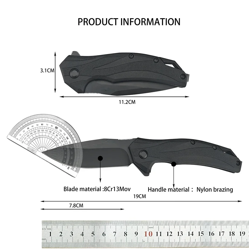 4 Colors KS 1645 Outdoor Self-Defense Folding Knife 8Cr13Mov Blade Nylon Fiber Handle with Pocket Clip EDC Camping Hunting Tool