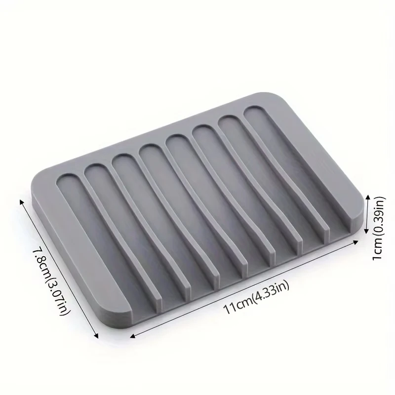 1-Pack Free Punch Silicone Soap Box Draining Holder Non-Slip Kitchen Bathroom Countertop Shelf Creative Soap Box Holder