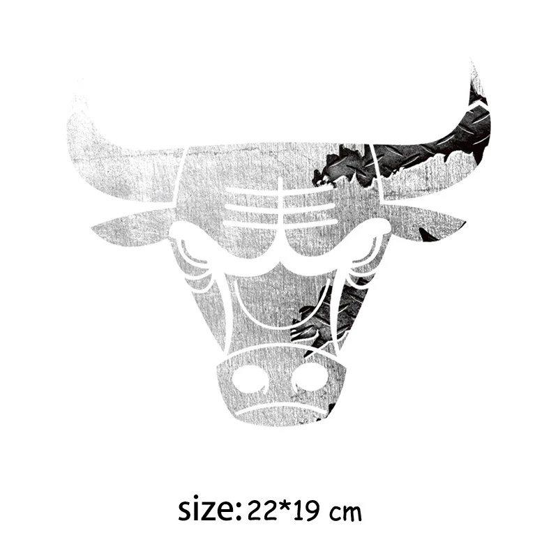 Bull Head Iron on Patches for Men\'s Clothing Cool Cow Parches Thermal Transfer Stickers on Punk Clothes Accessories Appliques T