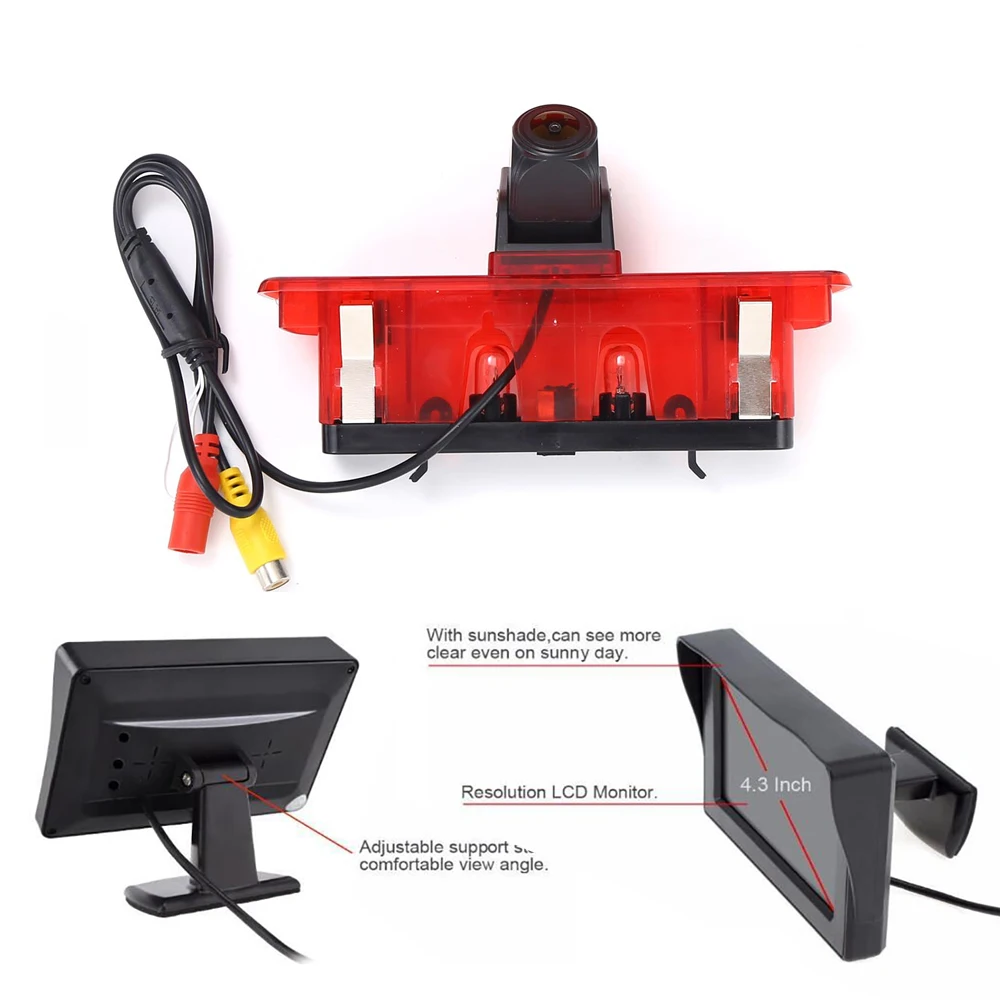 Câmera de ré HD para carro + monitor de 4,3 polegadas para Fiat Qubo Fiorino 225 limousine Kasten Kombi 2007-2016 Punto Kasten 1 Schragheck 199