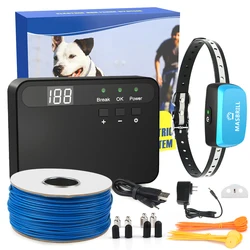 MASBRILL Pet Dog Electric Fence System Rechargeable Waterproof Adjustable Dog Training Collar Electronic Fencing Dog Accessories