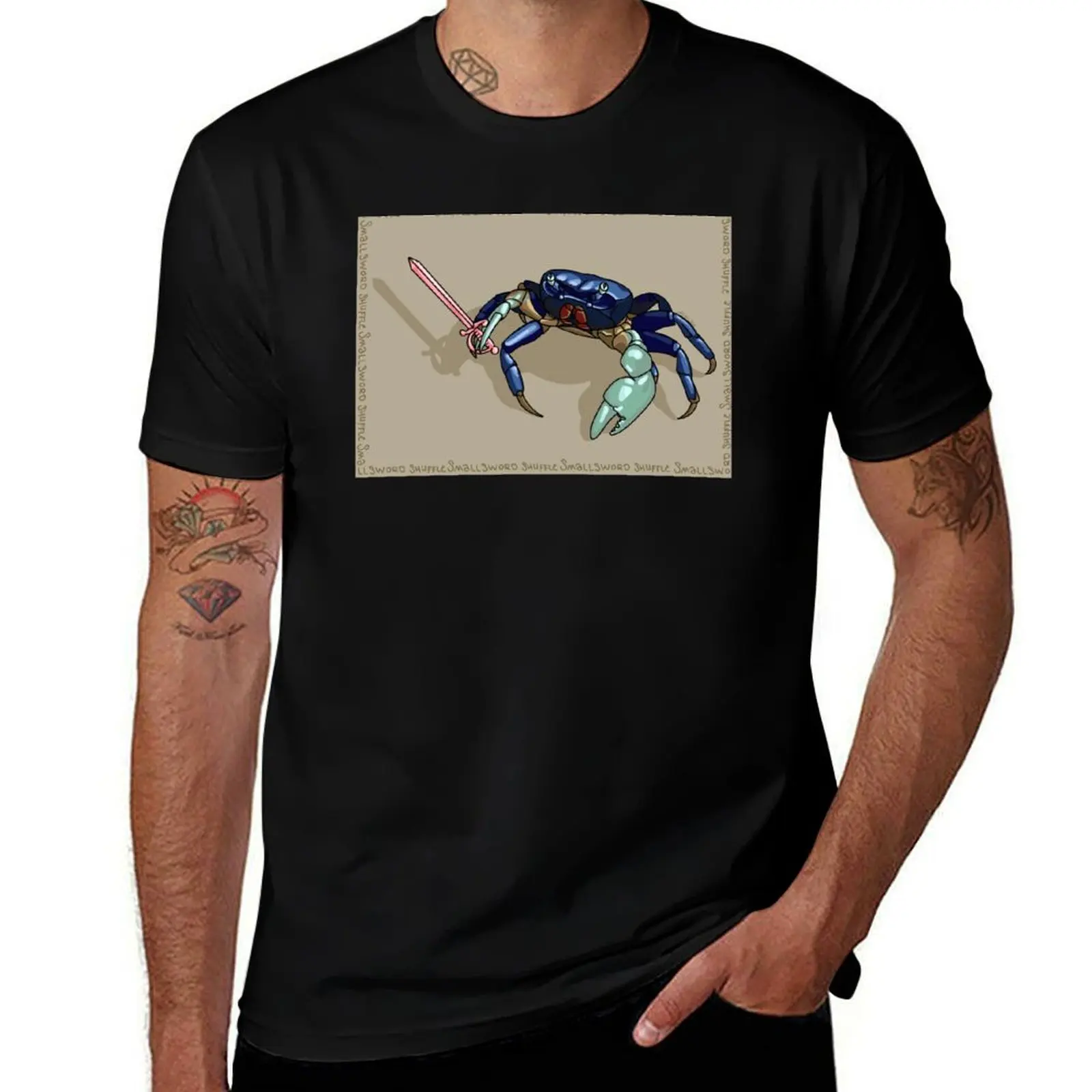 Smallsword Shuffle HEMA Meme Crab Bordered T-Shirt Everyday Wear Basic Short Sleeve Top T-Shirt