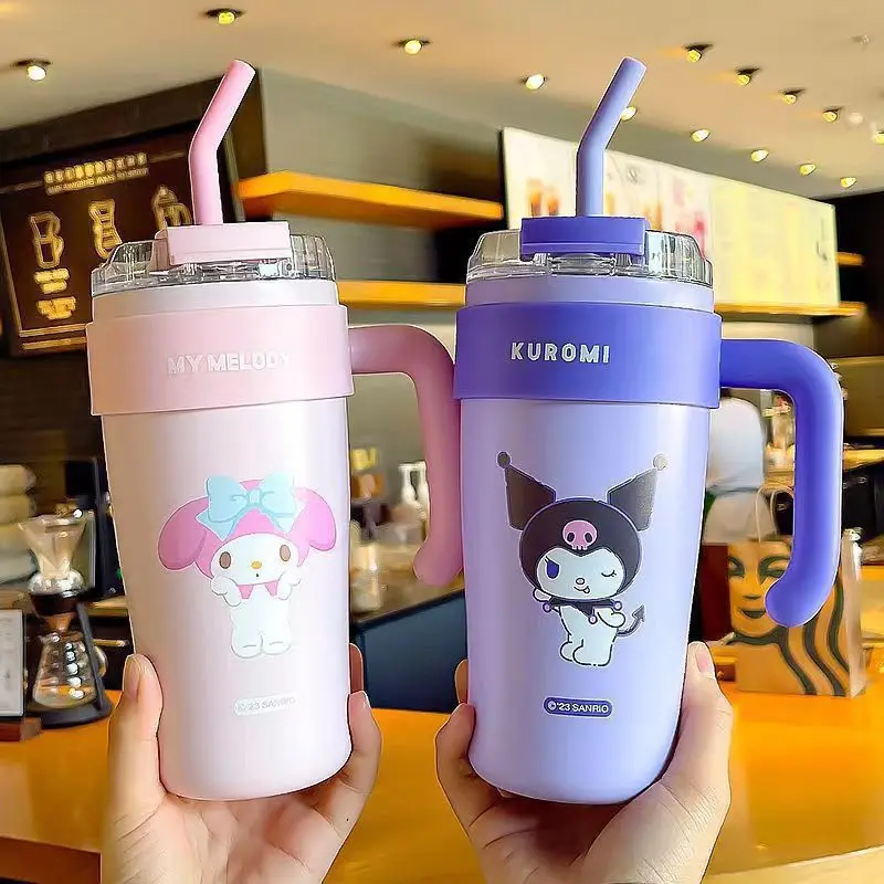 

New Sanrio Kurome Water Cup My Melody Cartoon Animation Series Cute Straw Cup High-Looking Cinnamon Roll Large Capacity Girls