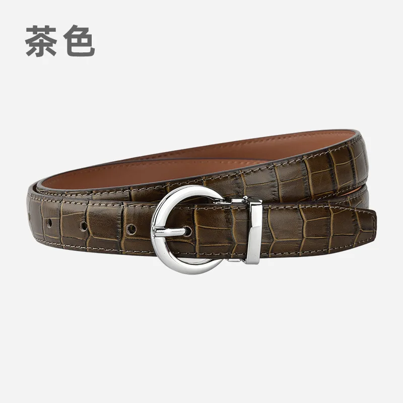 本革クロコダイル柄レトロファッションレディースピンバックルベルト多用途トレンドカジュアルジーンズ牛革ベルト