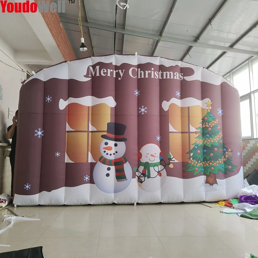 4mwx2.5mhx0.5m Thick Inflatable Christmas Background Wall, Snowman, Tree, Used For Christmas Party And Yard Decoration In Winter