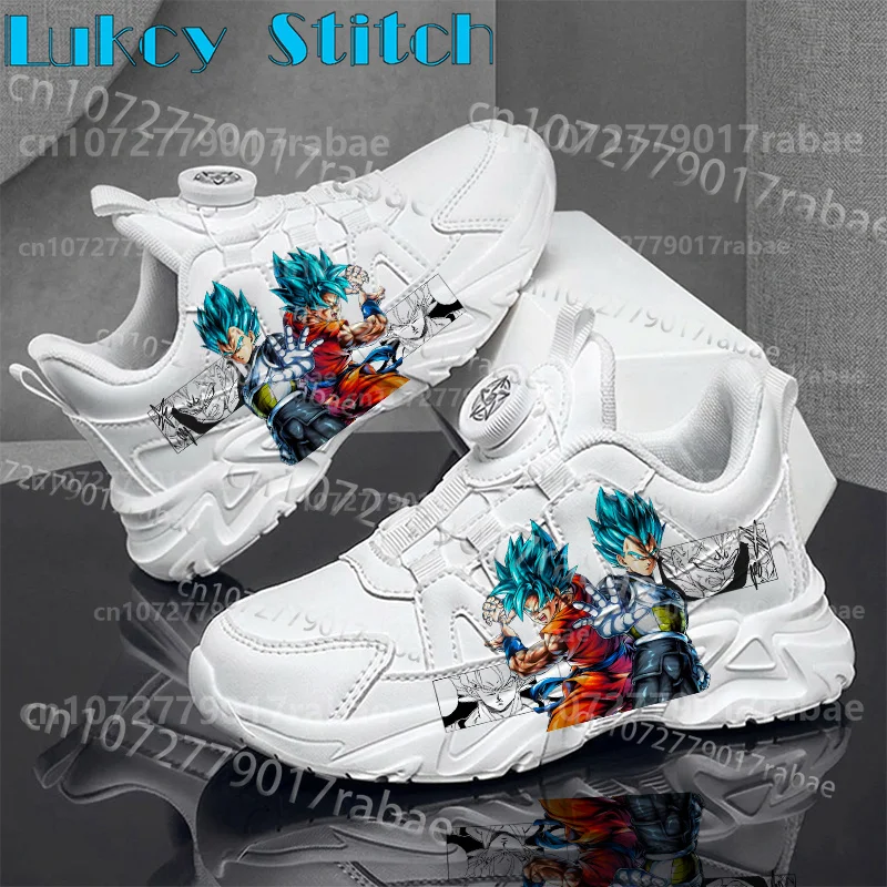 Anime Warrior Dragon Ball Kids White Sneakers Rotary Buckle Non Slip Boys Casual Shoes Gift for Him Back To School Season