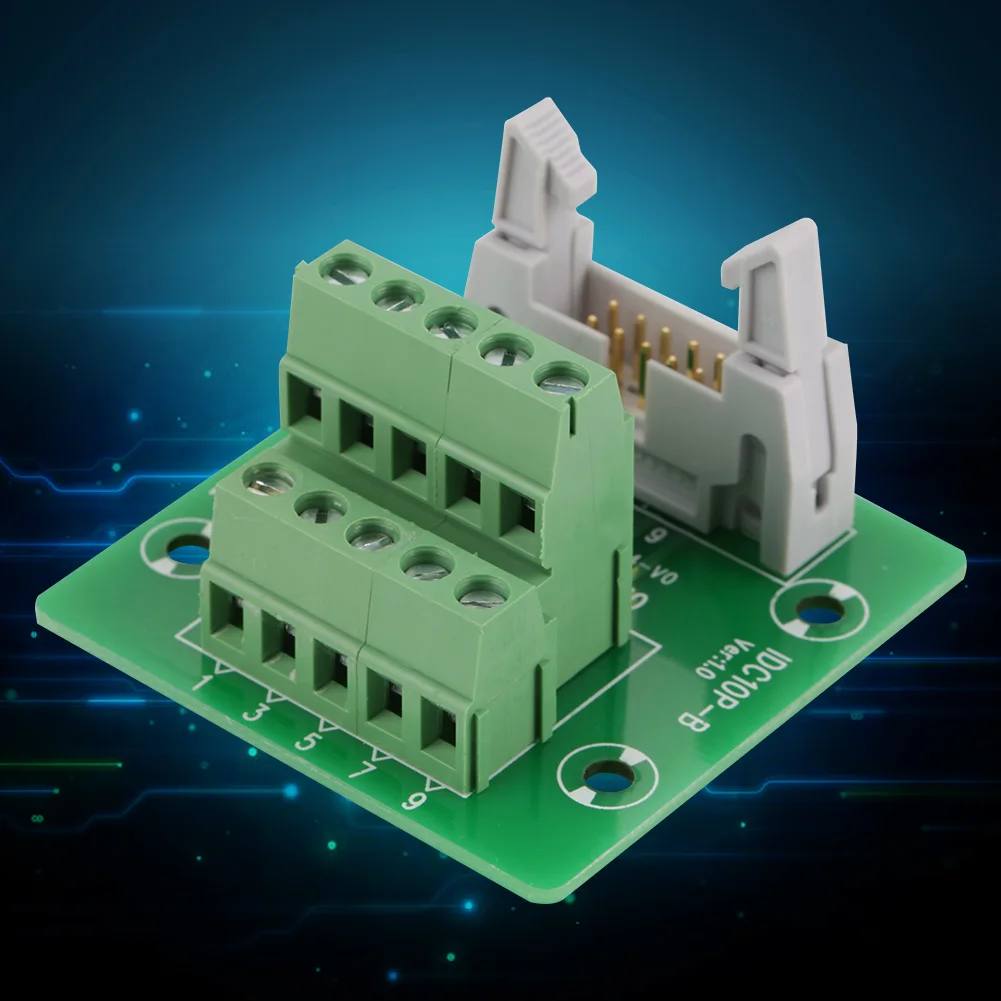 IDC10P 10Pin Male Header Breakout Board Terminal Block Connector PLC Interface with Bracket