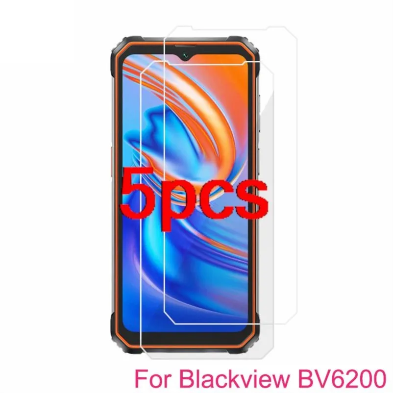 5pcs clear hd safety tempered glass on for blackview bv6200 protective film screen protector cover shield protection