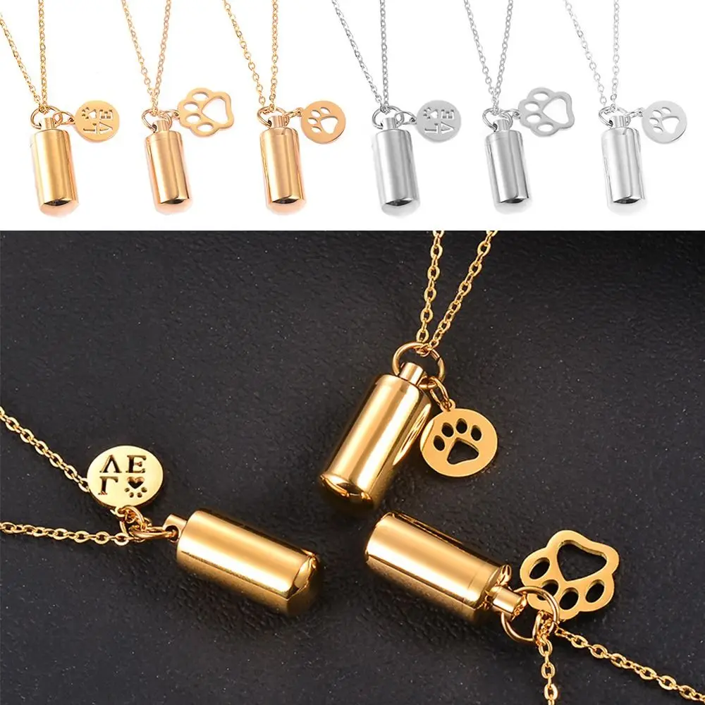 Gold Silver Wishing Bottle Necklace DIY Openable Cylindrical Tube Keepsake Pendant Stainless Steel Fashion Jewelry