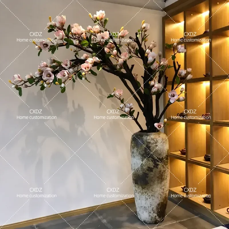 Simulation magnolia tree fake tree large simulation plant floor flower art window decoration fake flower indoor living room