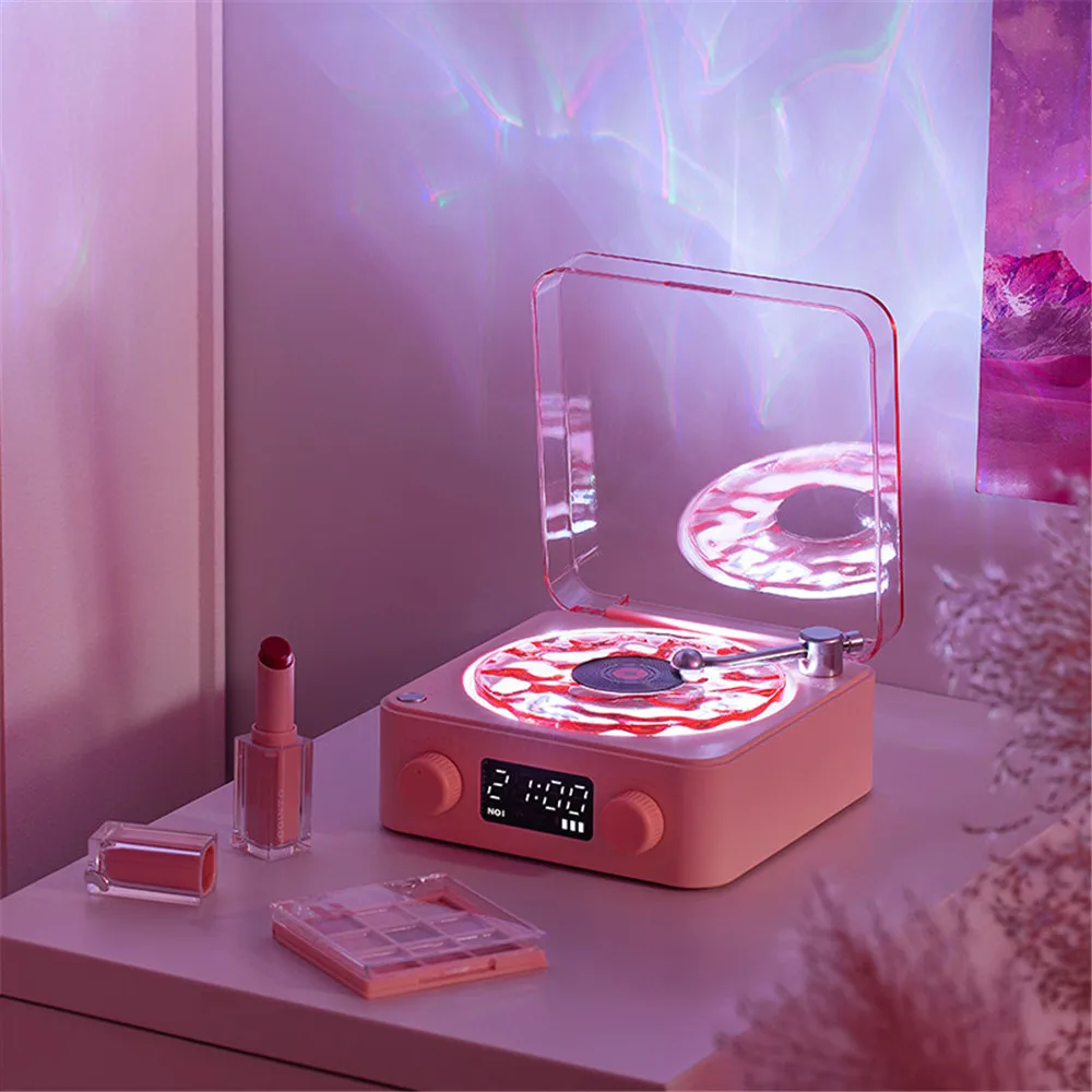 Retro Tinghai Bluetooth Speakers Portable White Noise Sleep Aid Music Box with Colorful Ambient Light MP3 Player Support TF /AUX