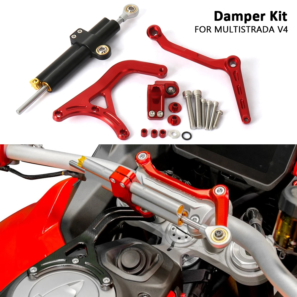 

For Ducati Multistrada V4 S 2021-2024 MULTISTRADA V4 RS Pikes Peak Motorcycle Steering Stabilize Damper Bracket With Logo Kit