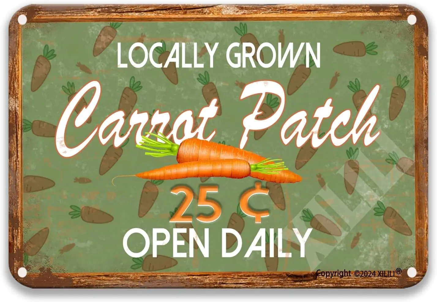 Metallposter mit Aufschrift „Locally Grown Carrot Patch“, Kunstdekoration, Blechschilder, Vintage-Dekor, Wanddekoration, Blechschild